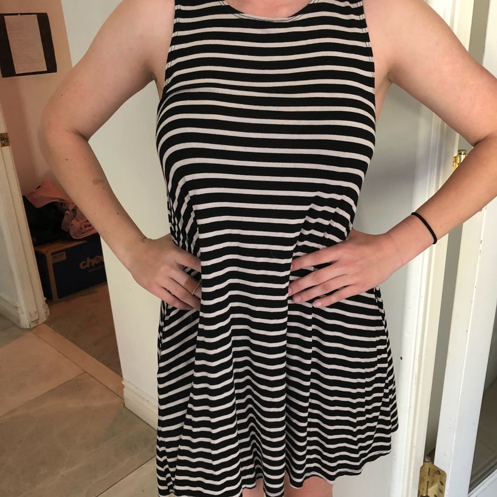 Socialite Black and Cream Striped Dress